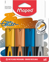 ���������������� � ���������, 4 ����� ��������, MAPED FLUO PEP'S GLITTER, �������, 742000